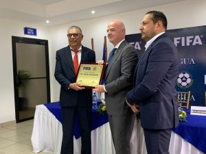 Presidente de la FIFA, Gianni Infantino se reúne con autoridades de Fenifut Nicaragua