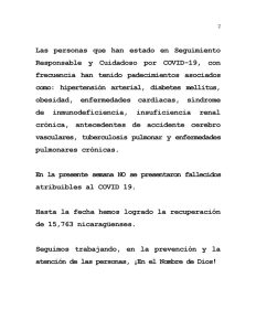 Informe semanal del covid-19 reporta 19 casos durante la semana de agosto 2023