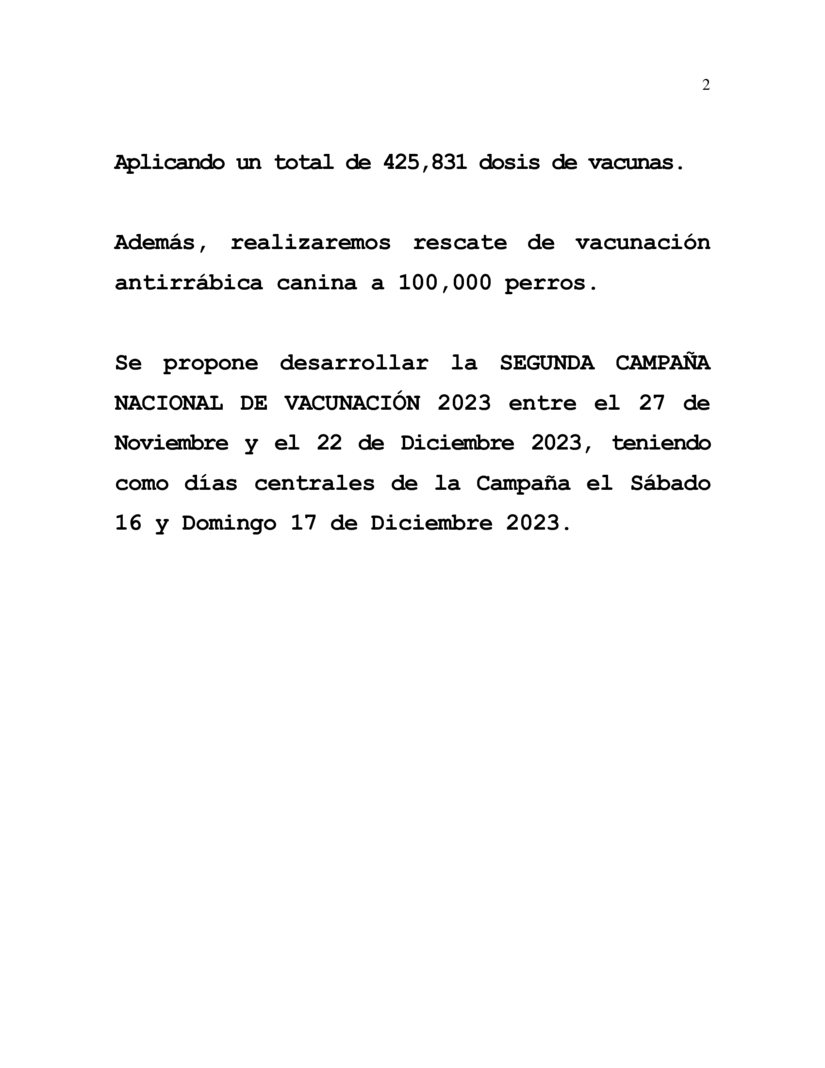 NOTA DE PRENSA SEGUNDA CAMPAÑA NACIONAL DE VACUNACIÓN 2023