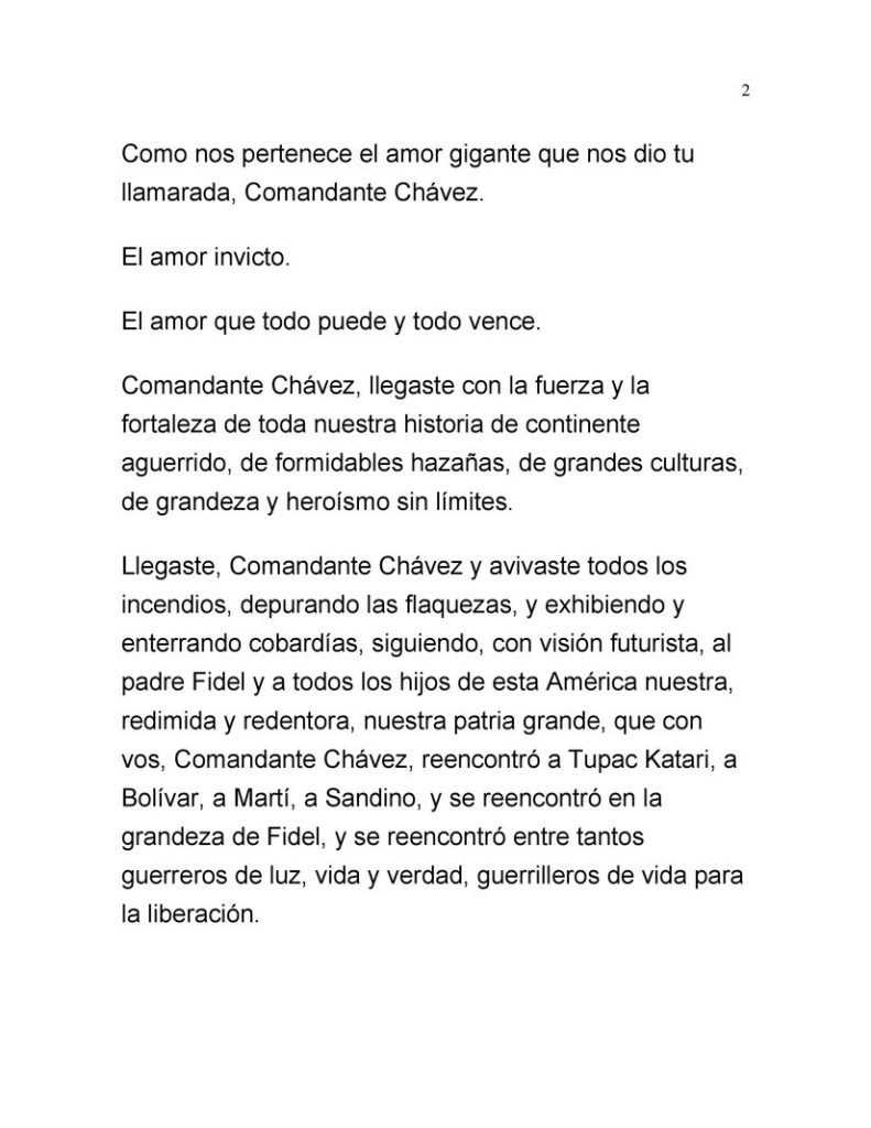 Mensaje al Presidente Nicolás Maduro a 11 años del paso a la inmortalidad del Comandante Chávez. 2