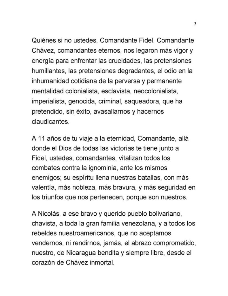 Mensaje al Presidente Nicolás Maduro a 11 años del paso a la inmortalidad del Comandante Chávez. 3