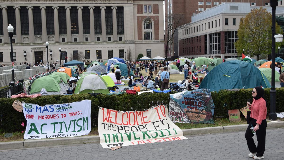 Manifestantes Pro Palestina en la Universidad de Columbia, Nueva York
