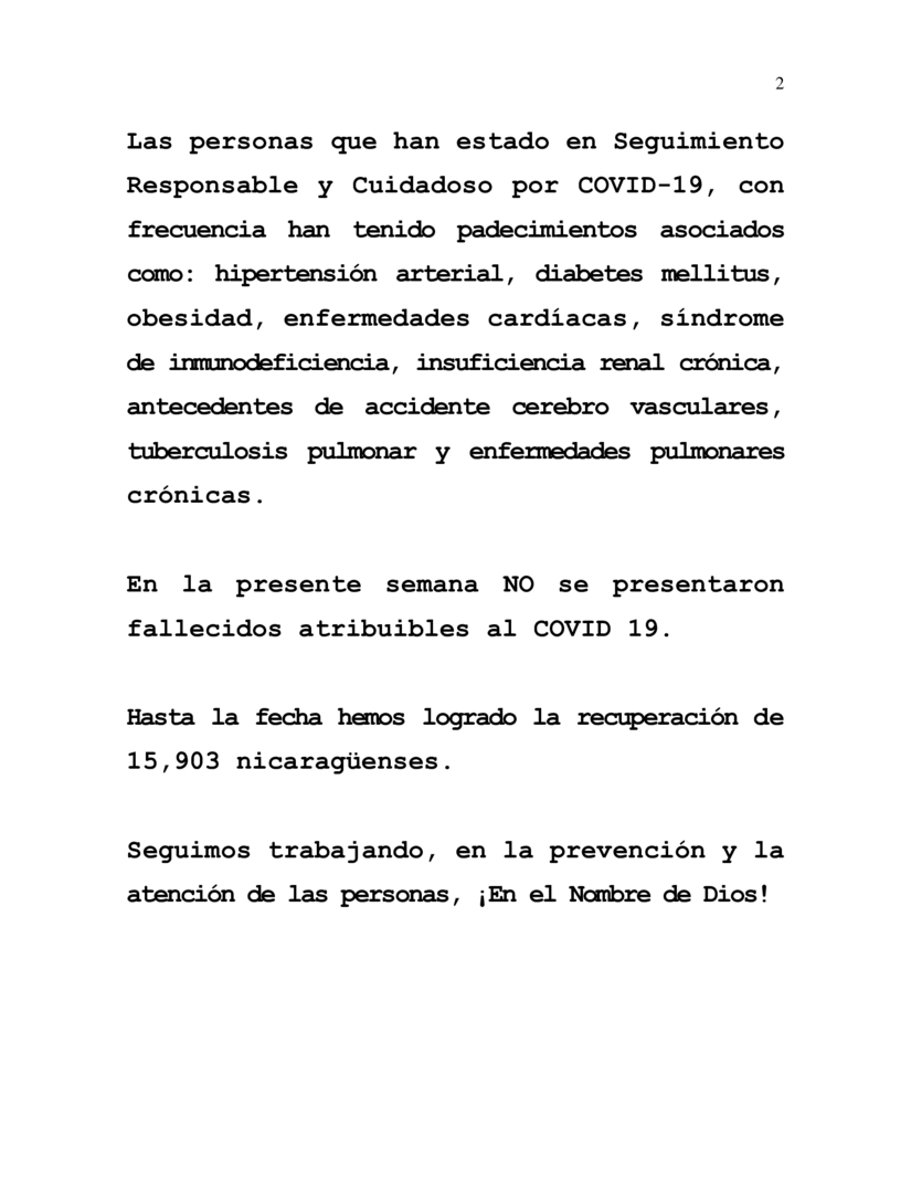 MINISTERIO DE SALUD
Situación del Coronavirus al 7 de Mayo 2024, 10:00 a.m. Informe Semanal.