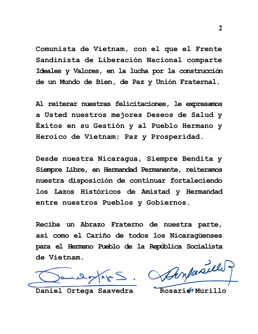 Mensaje al Hermano Luong Cuong