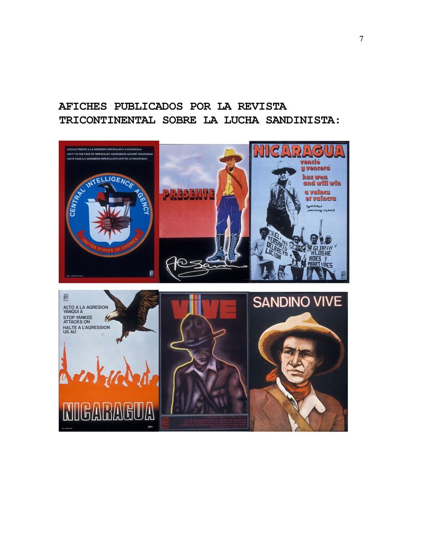 La Revolucion Sandinista y la Tricontinental Solidaridad, Afiches y Portadas
