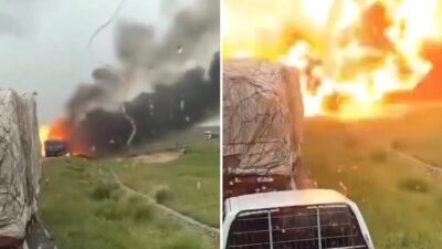 Explosión tras accidente de un camión con sustancias químicas
