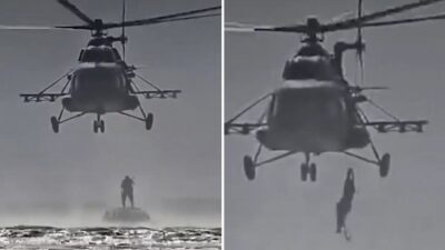 Rescatan a hombre atrapado por las fuertes corrientes de una inundación
