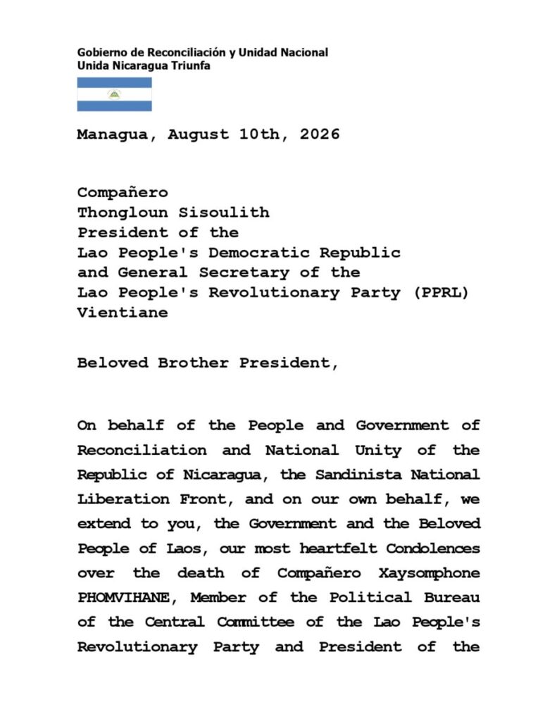 Message to the President of the Lao People's Democratic Republic