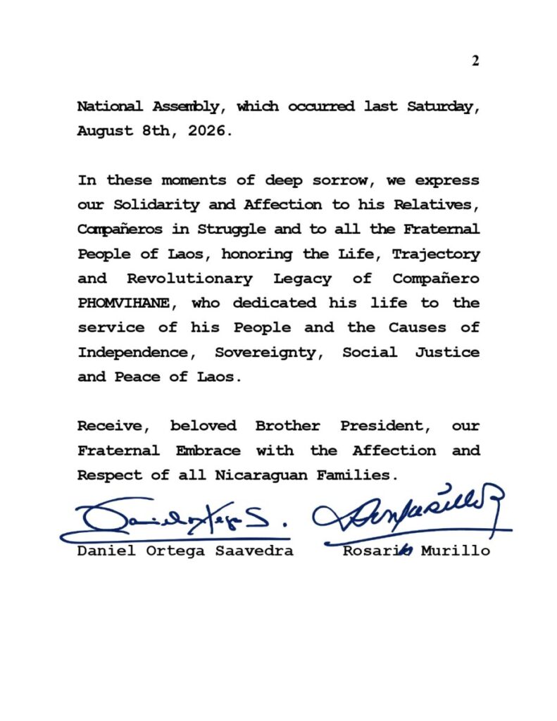 Message to the President of the Lao People's Democratic Republic