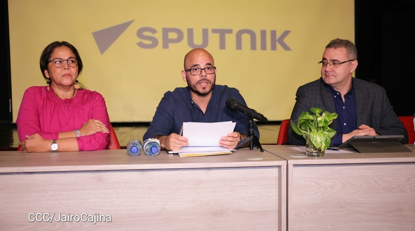 Comunicadores Sandinistas en intercambio de experiencias con Director del Buró Regional de la Agencia de Noticias Sputnik