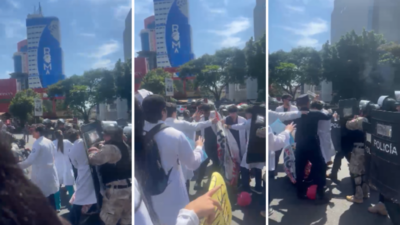 Policías confrontan a manifestantes durante huelga médica en Paraguay