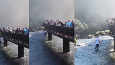 Turista se lanza en aguas del Iguazú para rescatar su celular